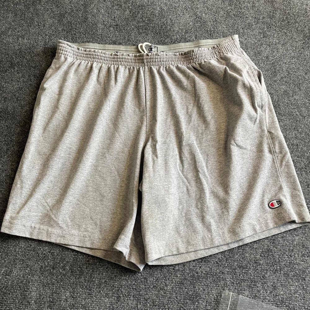 Champion Mens Jersey Athletic Shorts Grey Heather XL Elastic Drawstring C771OM